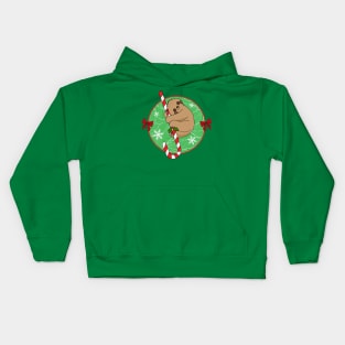 Christmas Cute Sloth and Candy Cane Kids Hoodie